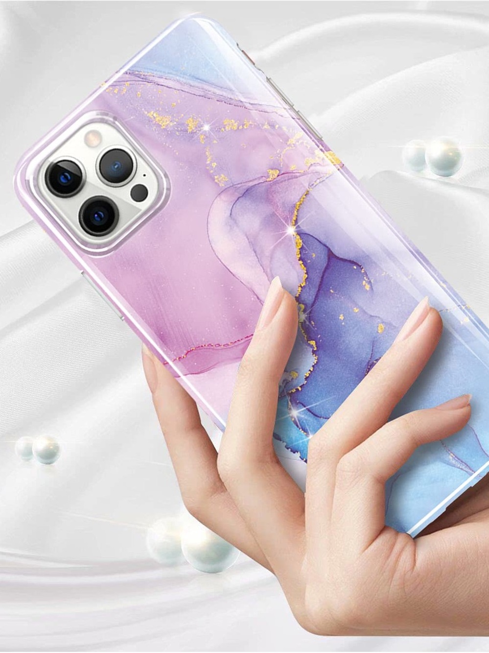 Stylish Purple & Blue Marble Phone Case for iPhone 12 Pro